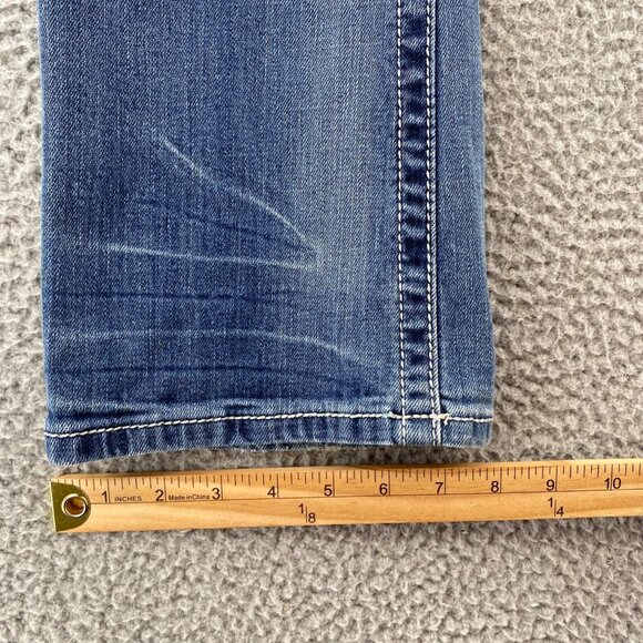 Miss Me Jeans Womens 27 Blue Easy Boot Medium Wash Embroidered Distressed Denim - Picture 12 of 13